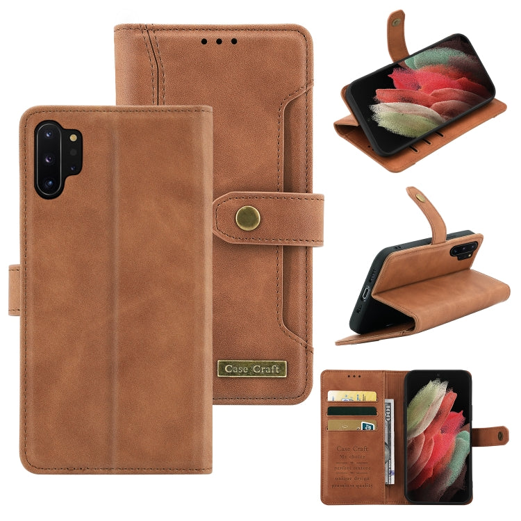 For Samsung Galaxy Note10+ Copper Buckle Horizontal Flip Leather Phone Case with Holder & Card Slots & Wallet