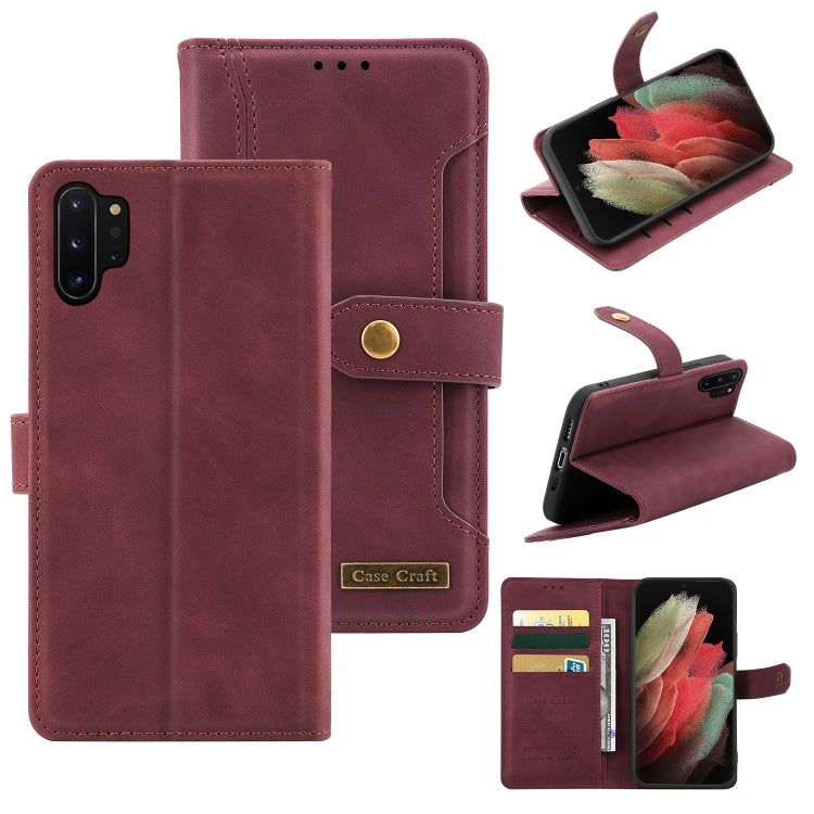 For Samsung Galaxy Note10+ Copper Buckle Horizontal Flip Leather Phone Case with Holder & Card Slots & Wallet