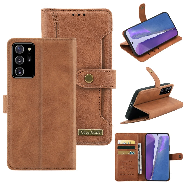 For Samsung Galaxy Note20 Ultra Copper Buckle Horizontal Flip Leather Phone Case with Holder & Card Slots & Wallet