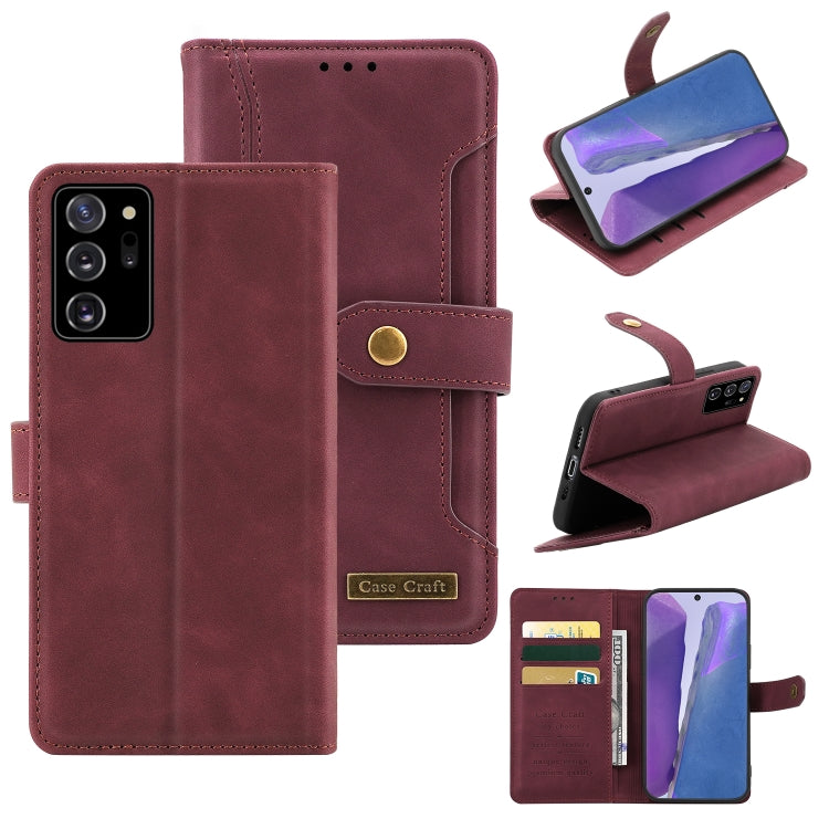 For Samsung Galaxy Note20 Ultra Copper Buckle Horizontal Flip Leather Phone Case with Holder & Card Slots & Wallet