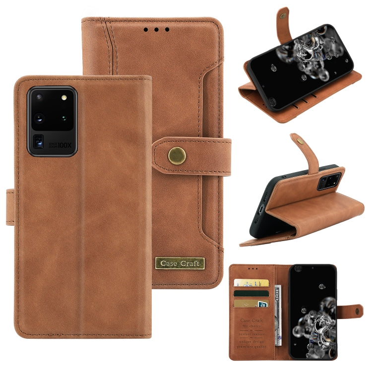 For Samsung Galaxy S20 Ultra Copper Buckle Horizontal Flip Leather Phone Case with Holder & Card Slots & Wallet