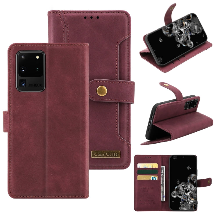 For Samsung Galaxy S20 Ultra Copper Buckle Horizontal Flip Leather Phone Case with Holder & Card Slots & Wallet
