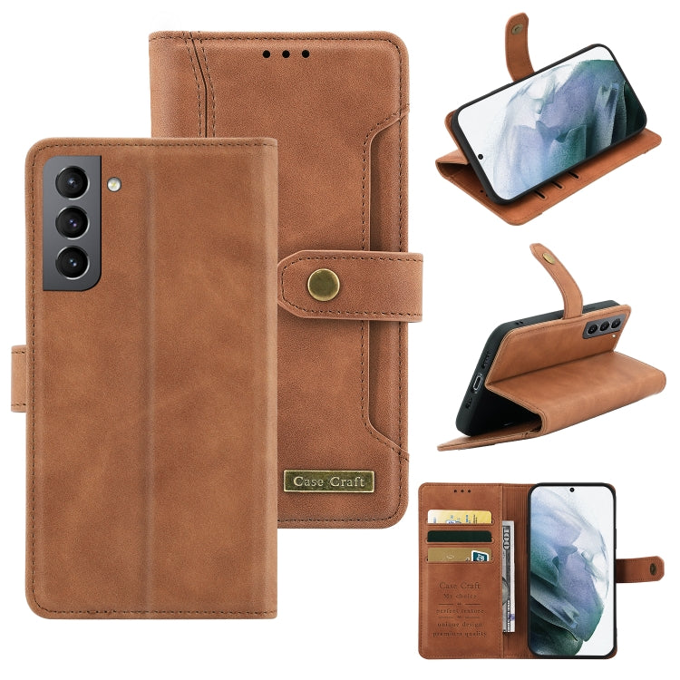 For Samsung Galaxy S21 5G Copper Buckle Horizontal Flip Leather Phone Case with Holder & Card Slots & Wallet