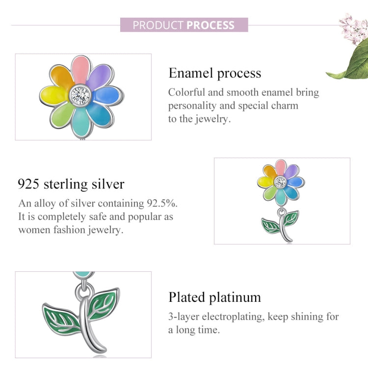S925 Sterling Silver Colored Sunflower Beads DIY Bracelet Necklace Accessories