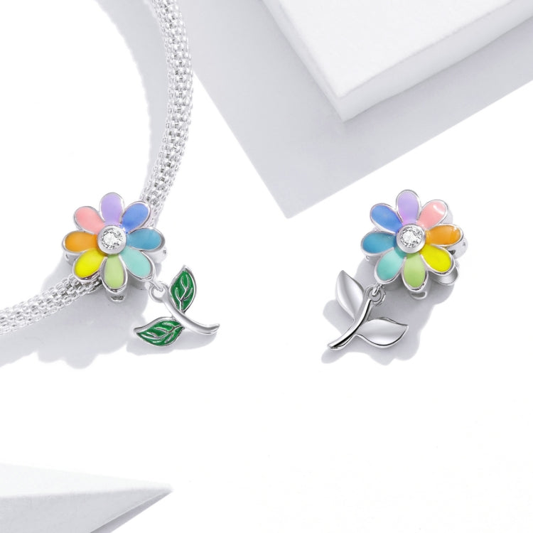 S925 Sterling Silver Colored Sunflower Beads DIY Bracelet Necklace Accessories