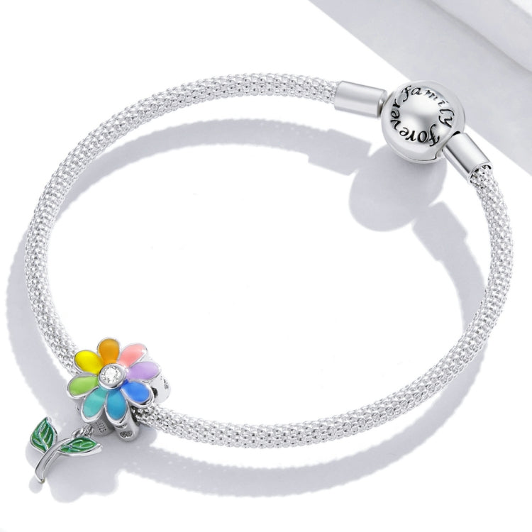 S925 Sterling Silver Colored Sunflower Beads DIY Bracelet Necklace Accessories