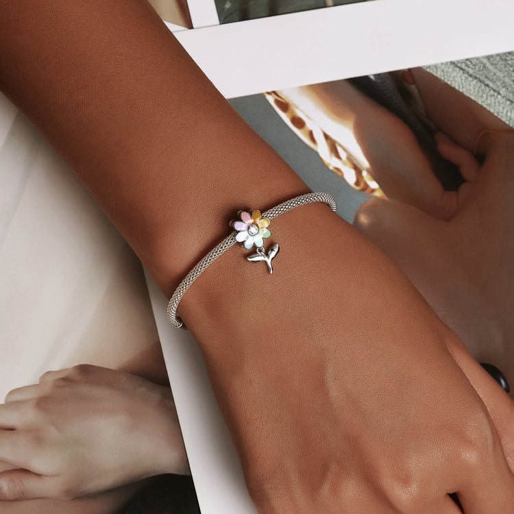 S925 Sterling Silver Colored Sunflower Beads DIY Bracelet Necklace Accessories