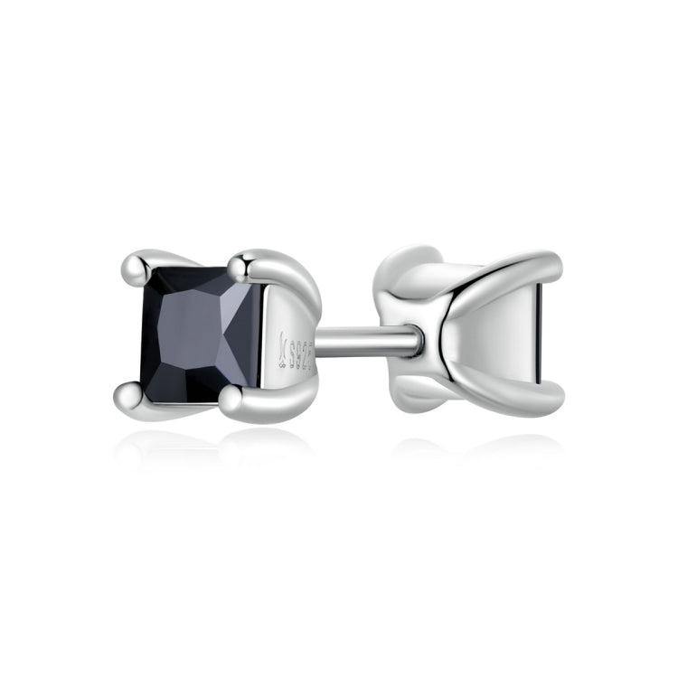 S925 Sterling Silver Black Square Zirconium Ear Studs Women Earrings