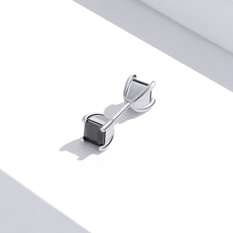 S925 Sterling Silver Black Square Zirconium Ear Studs Women Earrings