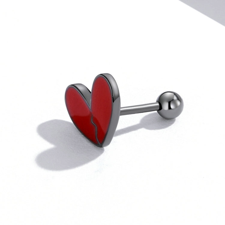 S925 Sterling Silver Dark Heart Ear Studs Women Earrings