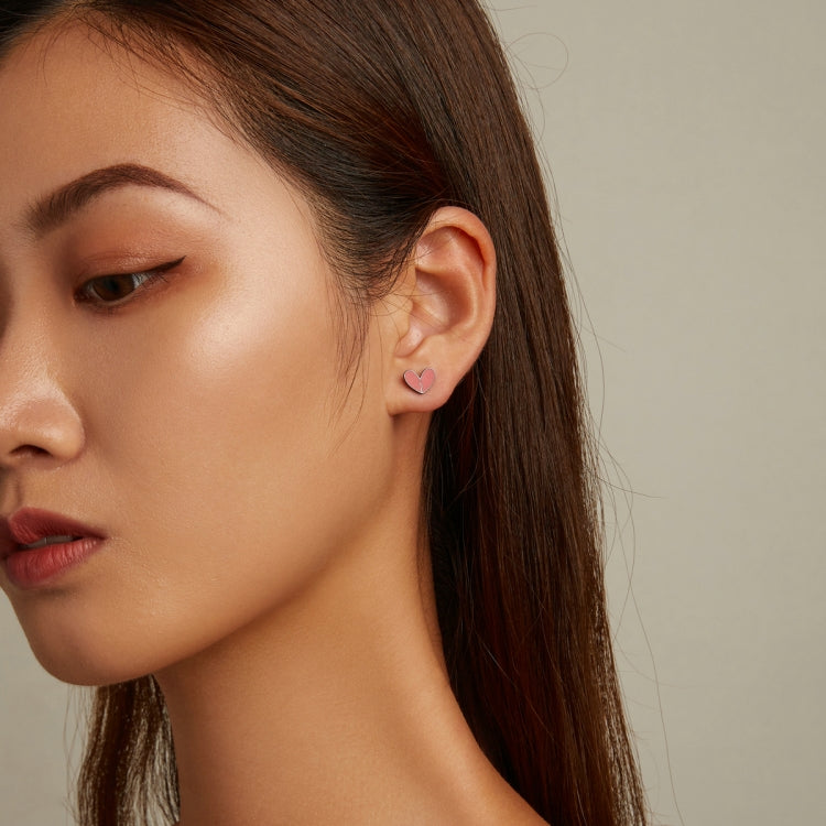 S925 Sterling Silver Dark Heart Ear Studs Women Earrings