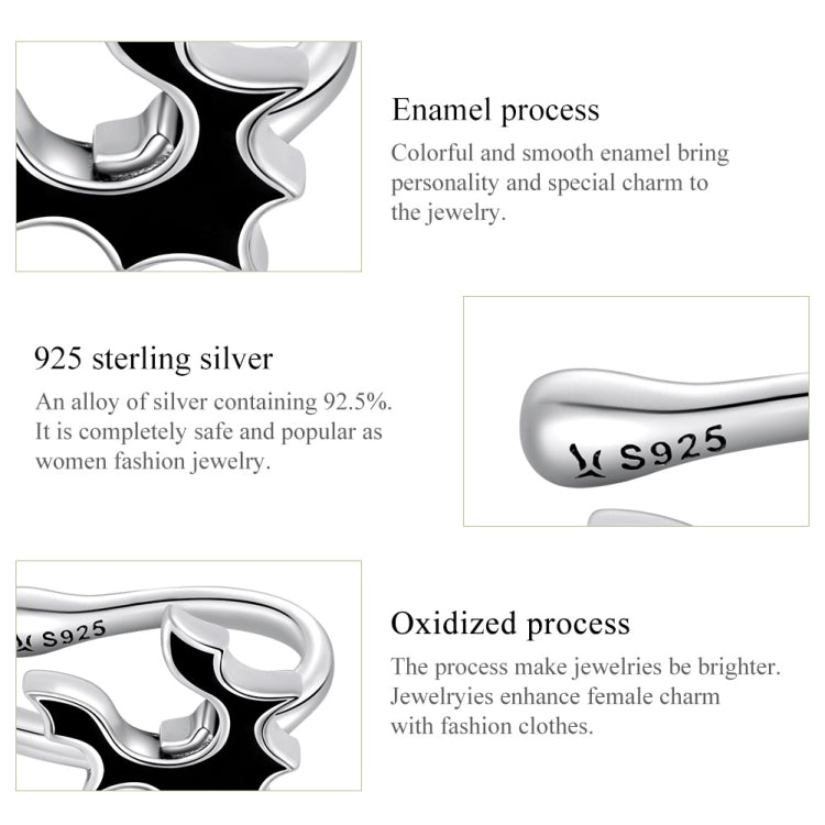 S925 Sterling Silver Dark Bat Ear Bone Clamp Women Earrings