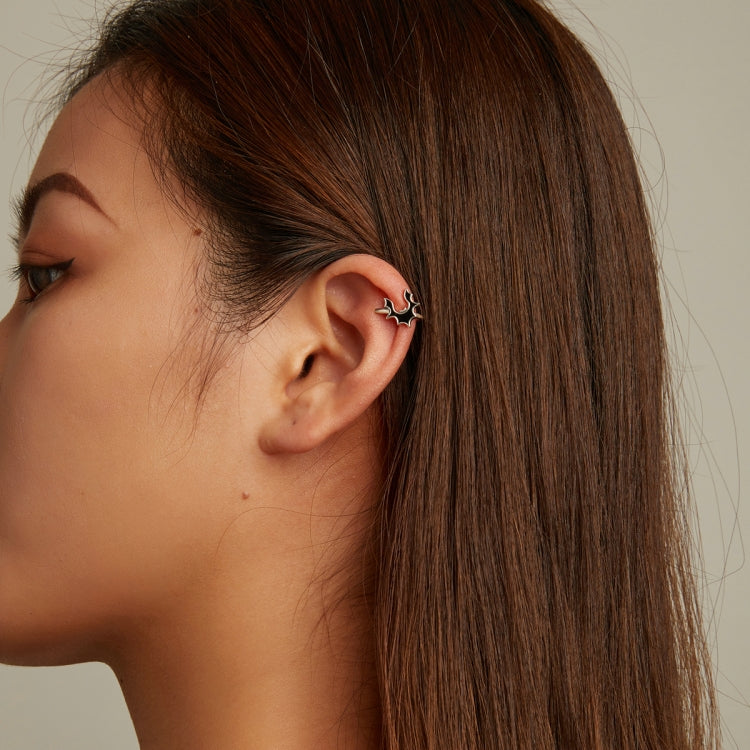 S925 Sterling Silver Dark Bat Ear Bone Clamp Women Earrings