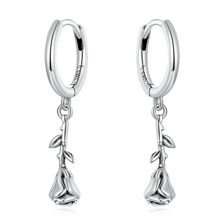 S925 Sterling Silver Three-dimensional Rose Women Earrings