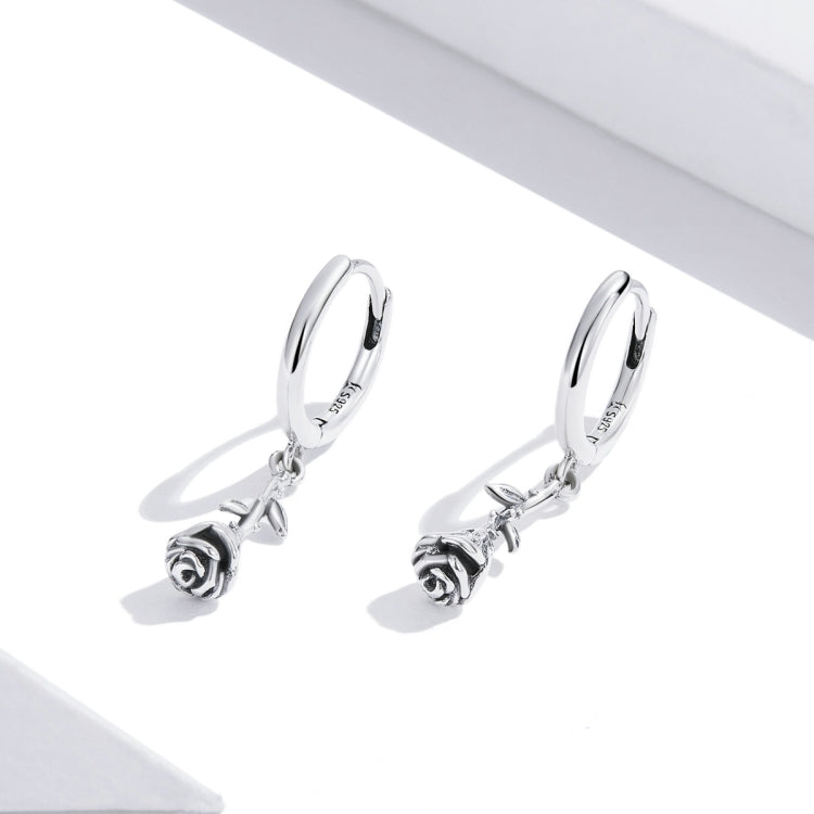 S925 Sterling Silver Three-dimensional Rose Women Earrings
