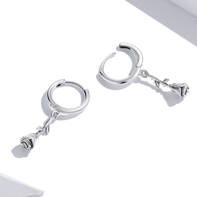 S925 Sterling Silver Three-dimensional Rose Women Earrings