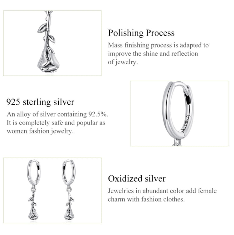 S925 Sterling Silver Three-dimensional Rose Women Earrings