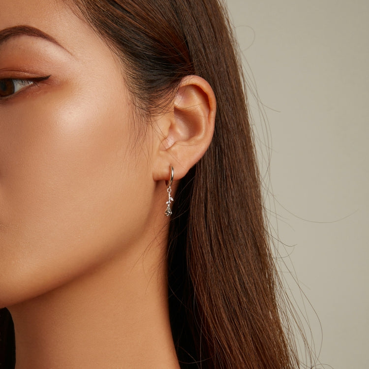 S925 Sterling Silver Three-dimensional Rose Women Earrings