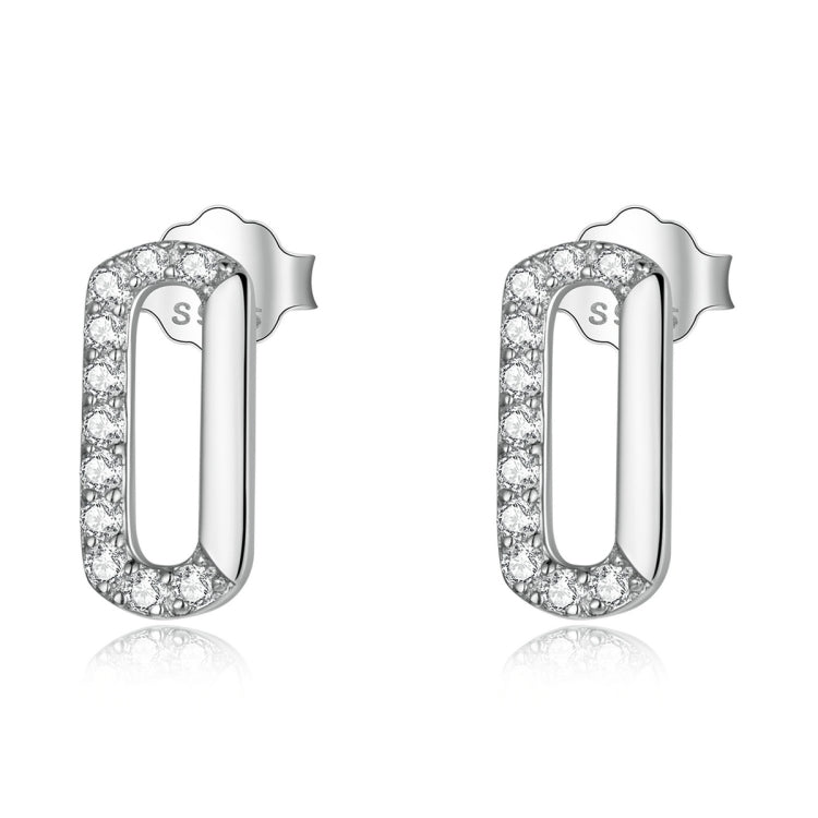 S925 Sterling Silver Mini Paperclip Ear Studs Women Earrings