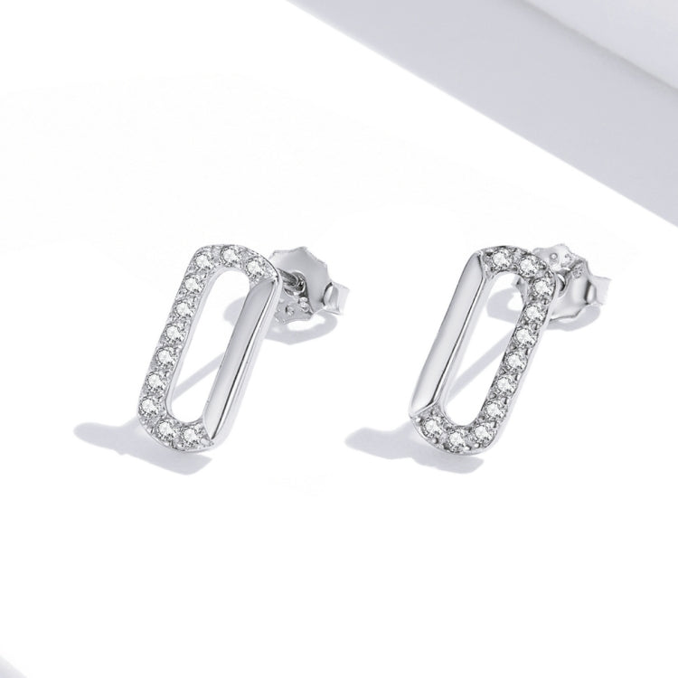 S925 Sterling Silver Mini Paperclip Ear Studs Women Earrings