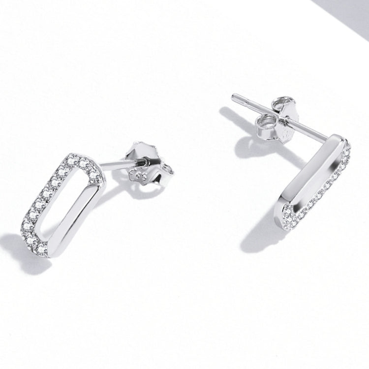 S925 Sterling Silver Mini Paperclip Ear Studs Women Earrings