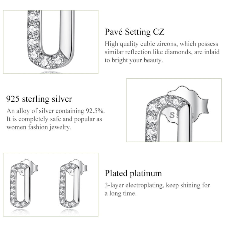S925 Sterling Silver Mini Paperclip Ear Studs Women Earrings