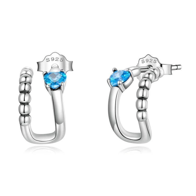 S925 Sterling Silver Blue Zircon Ear Studs Women Earrings