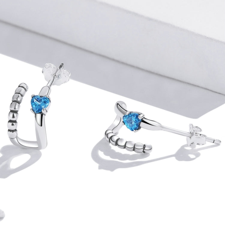 S925 Sterling Silver Blue Zircon Ear Studs Women Earrings