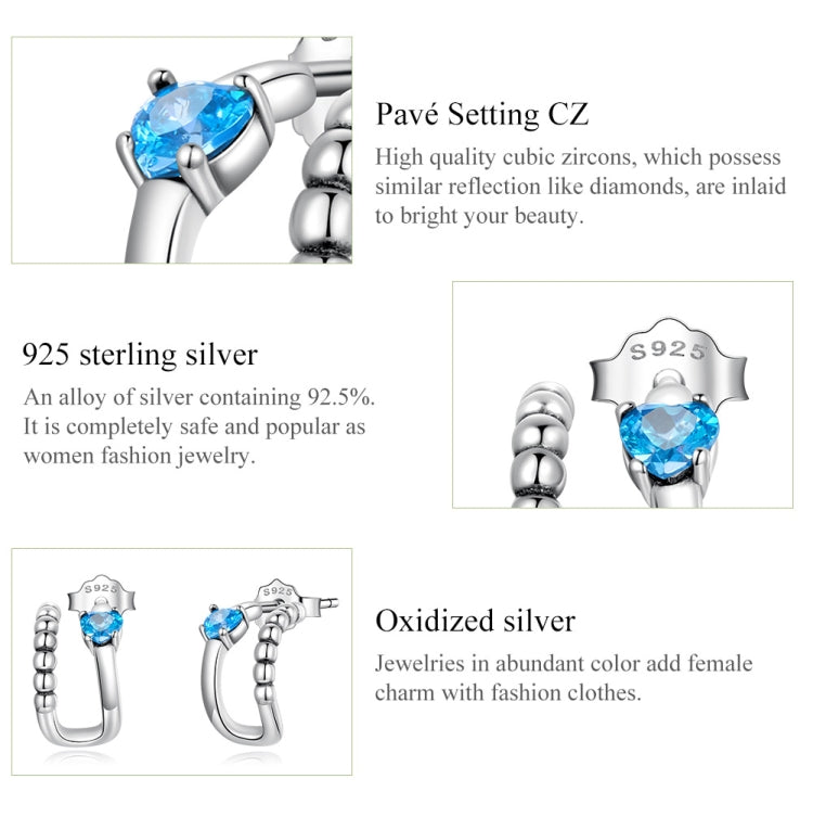 S925 Sterling Silver Blue Zircon Ear Studs Women Earrings