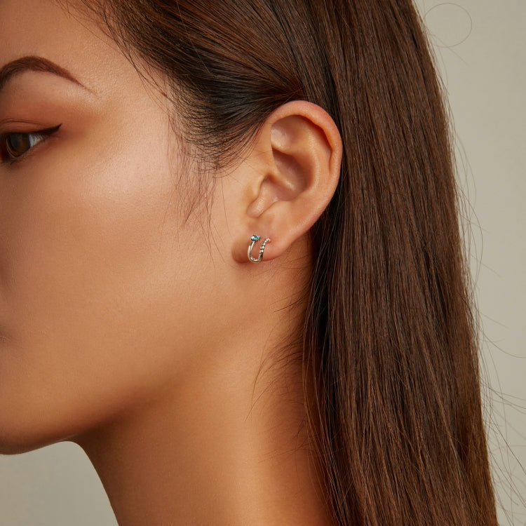 S925 Sterling Silver Blue Zircon Ear Studs Women Earrings