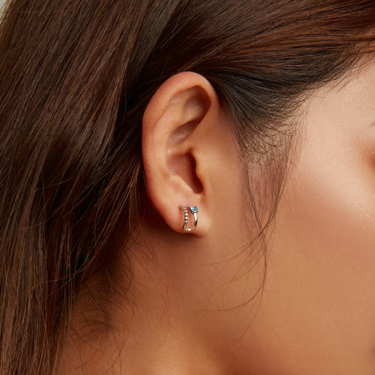 S925 Sterling Silver Blue Zircon Ear Studs Women Earrings