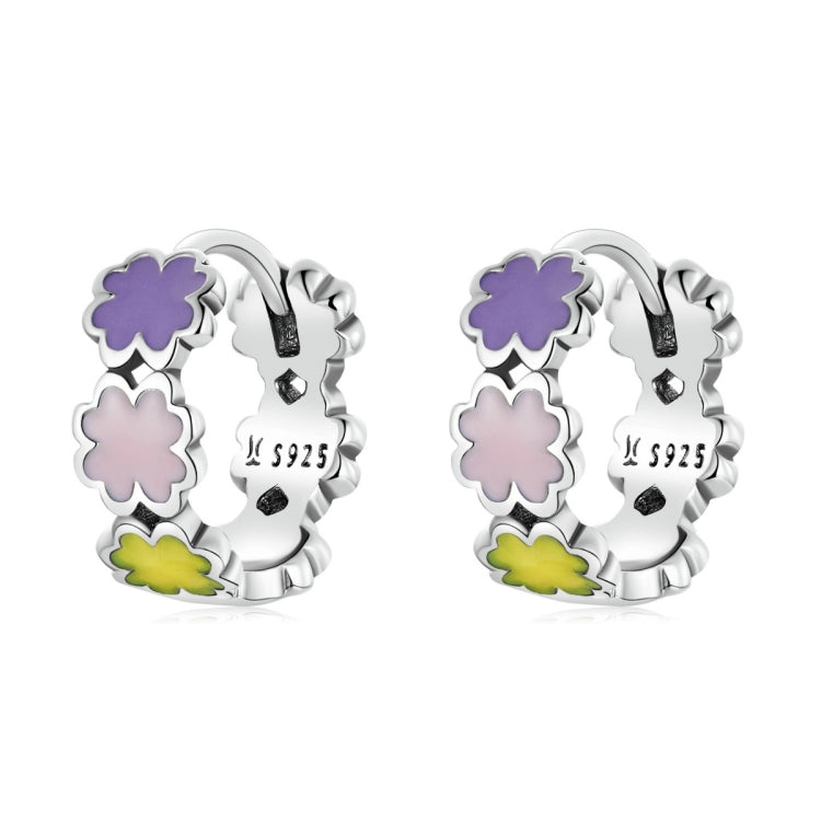 S925 Sterling Silver Colorful Four-leaf Clover Women Earrings