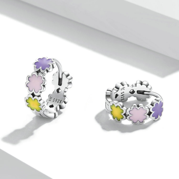 S925 Sterling Silver Colorful Four-leaf Clover Women Earrings