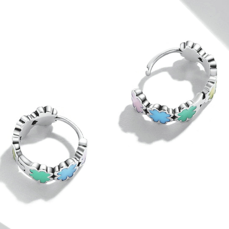 S925 Sterling Silver Colorful Four-leaf Clover Women Earrings