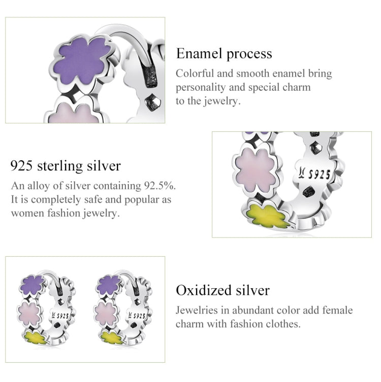 S925 Sterling Silver Colorful Four-leaf Clover Women Earrings