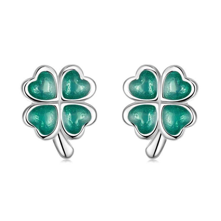 S925 Sterling Silver Four Leaf Clover Ear Studs Women Earrings