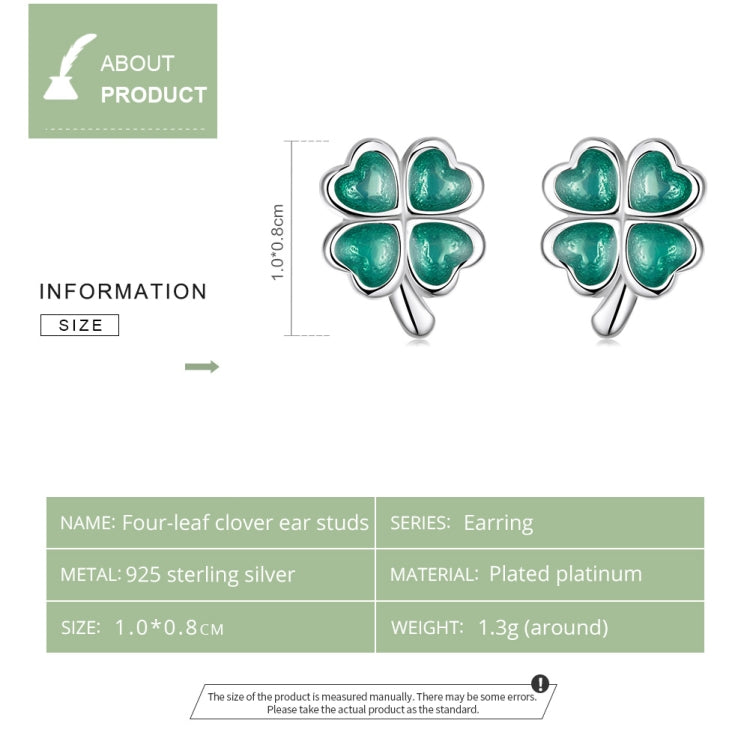 S925 Sterling Silver Four Leaf Clover Ear Studs Women Earrings