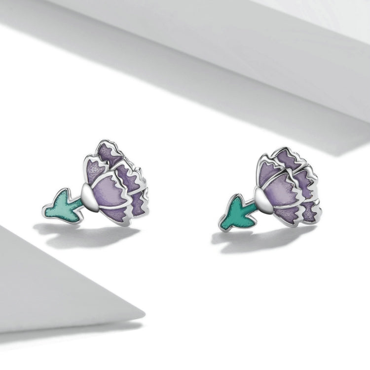 S925 Sterling Silver Carnation Ear Studs Women Earrings
