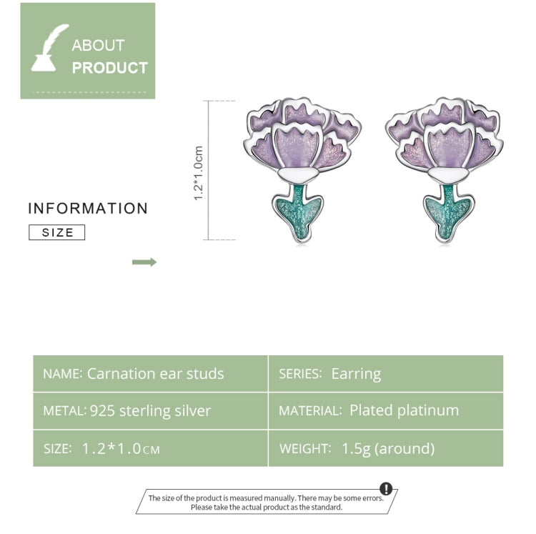 S925 Sterling Silver Carnation Ear Studs Women Earrings