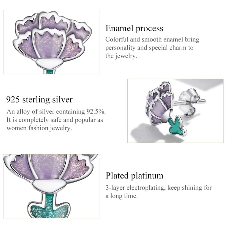 S925 Sterling Silver Carnation Ear Studs Women Earrings