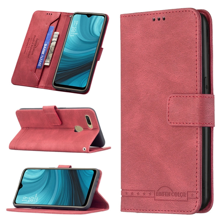 For OPPO A7 Magnetic Clasp RFID Blocking Anti-Theft Leather Case with Holder & Card Slots & Wallet