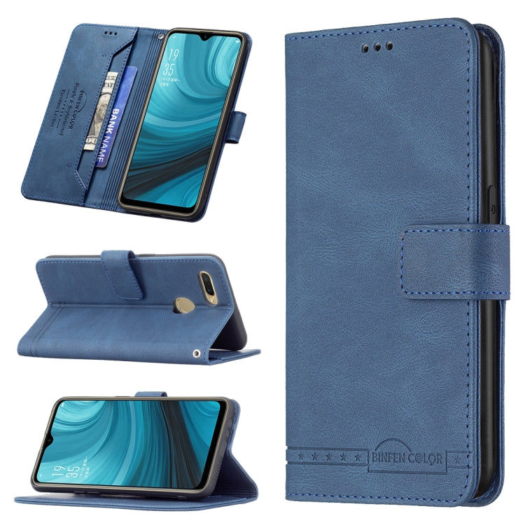For OPPO A7 Magnetic Clasp RFID Blocking Anti-Theft Leather Case with Holder & Card Slots & Wallet