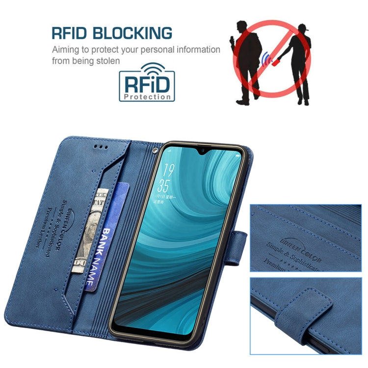 For OPPO A7 Magnetic Clasp RFID Blocking Anti-Theft Leather Case with Holder & Card Slots & Wallet