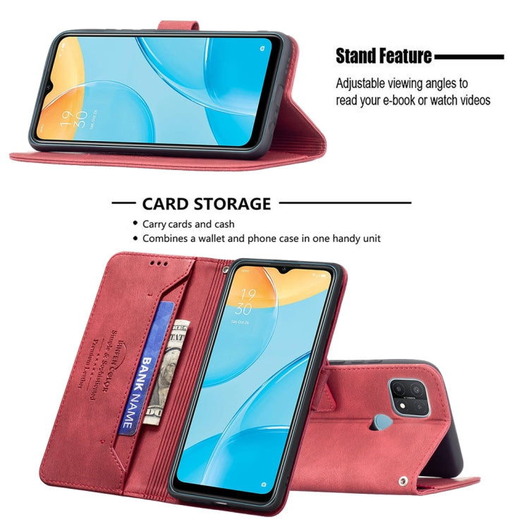 For OPPO A15 Magnetic Clasp RFID Blocking Anti-Theft Leather Case with Holder & Card Slots & Wallet