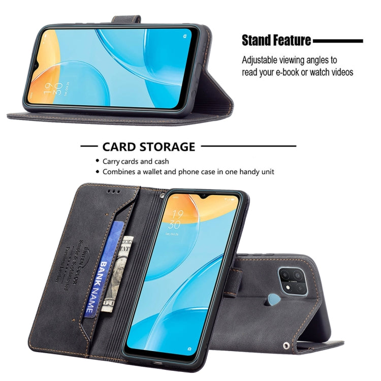For OPPO A15 Magnetic Clasp RFID Blocking Anti-Theft Leather Case with Holder & Card Slots & Wallet