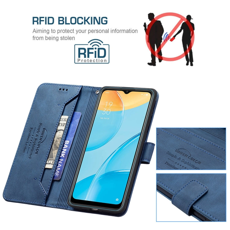 For OPPO A15 Magnetic Clasp RFID Blocking Anti-Theft Leather Case with Holder & Card Slots & Wallet