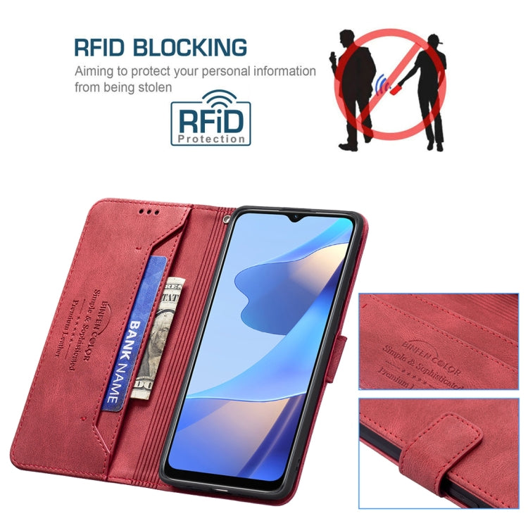For OPPO A16/ A16s/ A54s/ A55 5G/ A53s 5G Magnetic Clasp RFID Blocking Anti-Theft Leather Case with Holder & Card Slots & Wallet