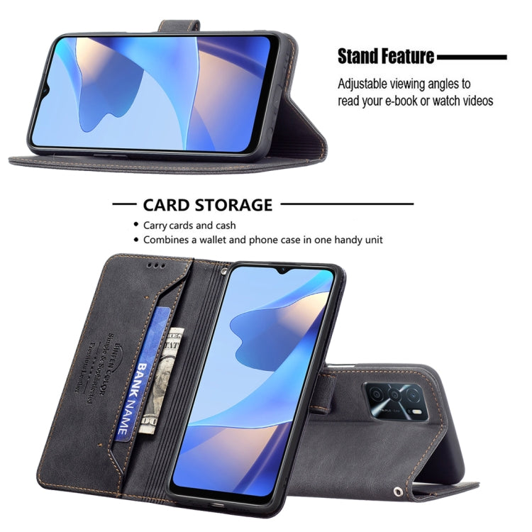 For OPPO A16/ A16s/ A54s/ A55 5G/ A53s 5G Magnetic Clasp RFID Blocking Anti-Theft Leather Case with Holder & Card Slots & Wallet