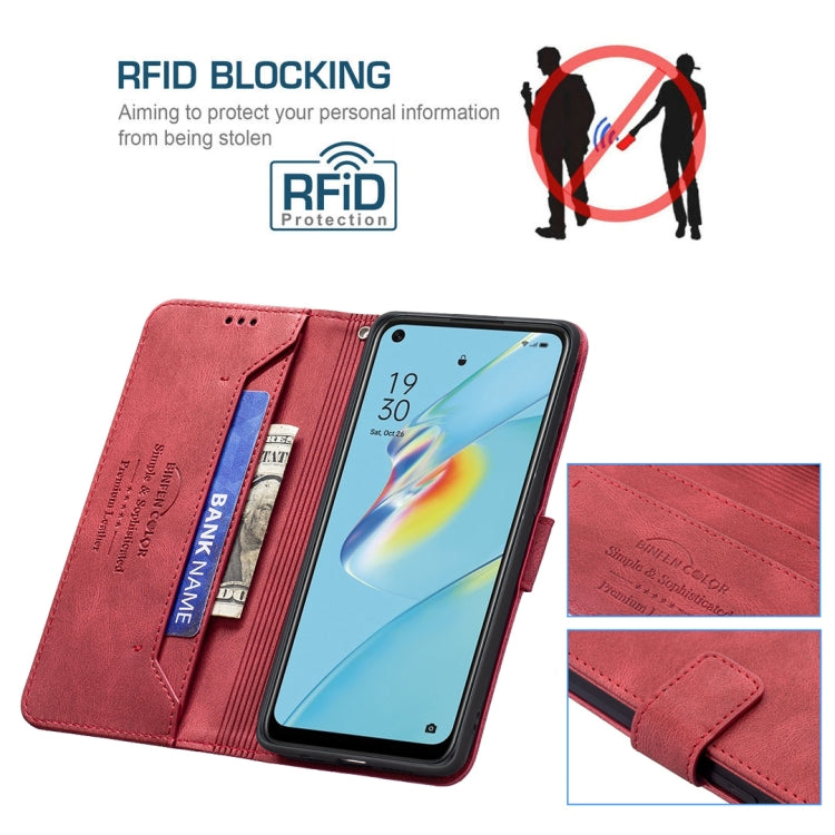 For OPPO A54 4G Magnetic Clasp RFID Blocking Anti-Theft Leather Case with Holder & Card Slots & Wallet