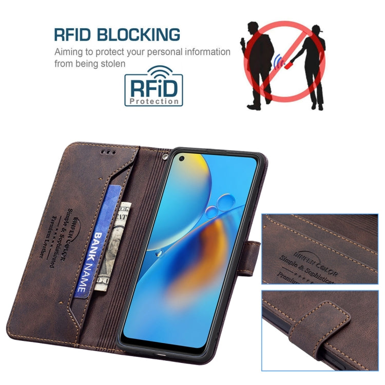 For OPPO A74 4G / F19 4G Magnetic Clasp RFID Blocking Anti-Theft Leather Case with Holder & Card Slots & Wallet